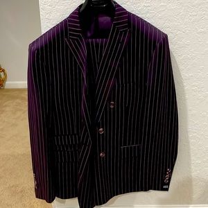Burgundy/ plum pinstripe double breasted suit | 48S | 42waist brand new
